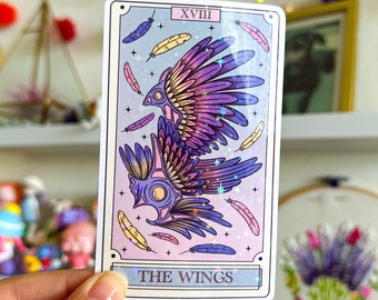 Holographic Tarot Card Sticker - The Wings Oracle - Handmade Die Cut