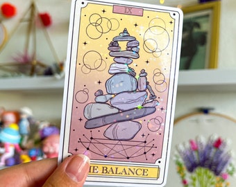 The Balance - Tarot Card Holographic Sticker - Oracle Sticker - Cute Die Cut Stickers