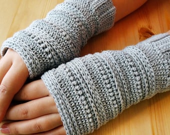 Patron Crochet  - Guantes sin Dedos - Mitones - PDF