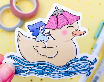 Traveling in a Rubber Duck Sticker - Cute Sticker - Traveling Sticker - Die Cut Sticker - Laptop Decal - Sticker for Planners