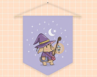 Dog Wizard Pennant Flag, Kids Room Decor, Hanging Pennant, Nursery,Play Room Wall Decor,Pennant Style Banner,Kids Room Decor