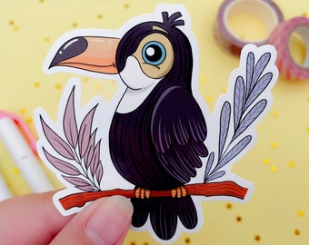 Happy Toucan Sticker: Glossy Die Cut Bird Decal
