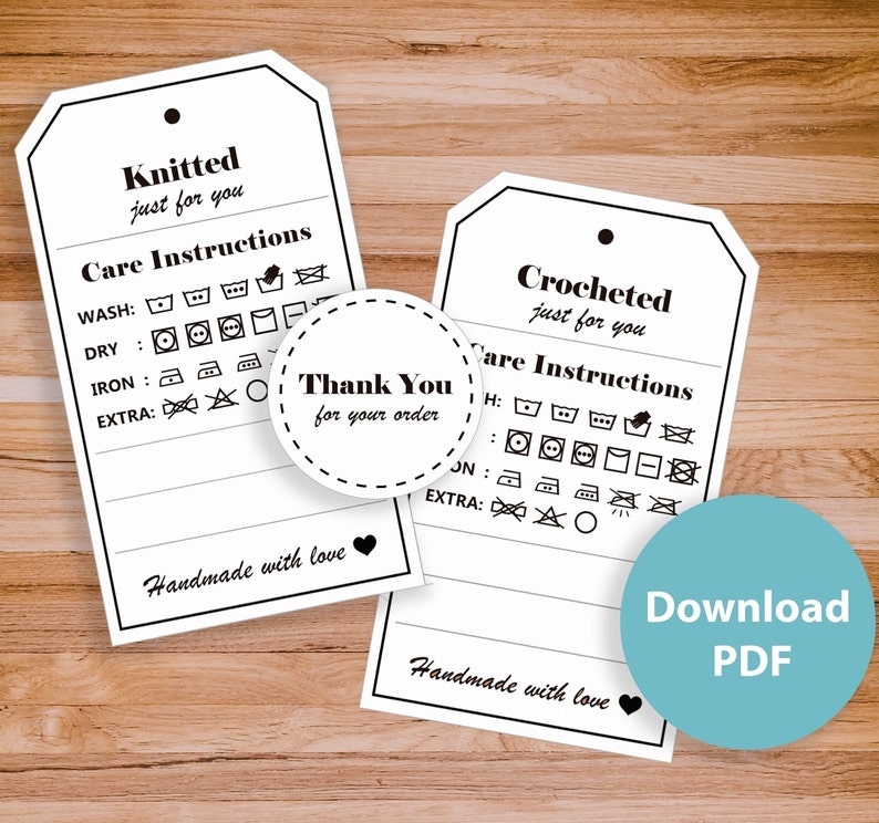 Tags for Crocheters and Knitters Printable tags Price tags Price Signs Care Instructions PDF English and Spanish Versions image 1