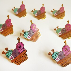 Yarn Basket Enamel Pin Crochet Knit Craft Accessory Decor Lapel Pin Cloisonne Pin Hard Enamel Brooch image 5