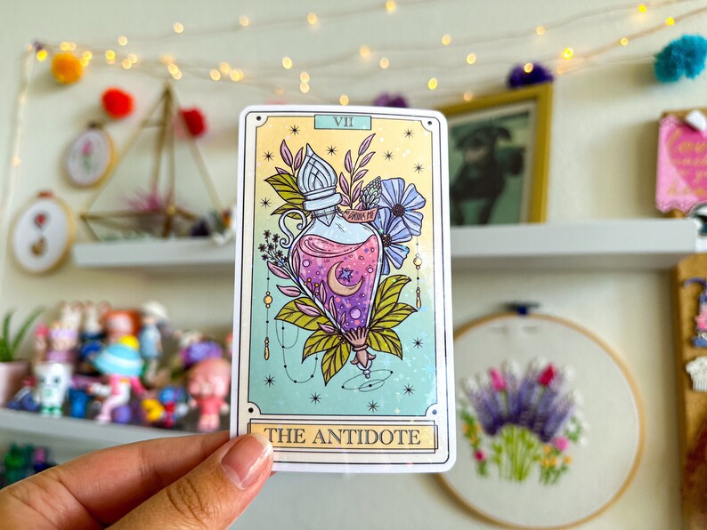 The Antidote Tarot Card Holographic Sticker Oracle Sticker Cute Die Cut Stickers image 1