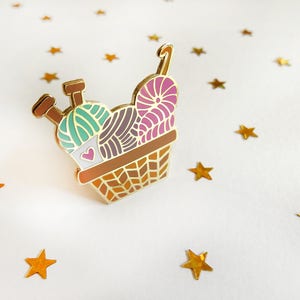 Yarn Basket Enamel Pin Crochet Knit Craft Accessory Decor Lapel Pin Cloisonne Pin Hard Enamel Brooch image 3