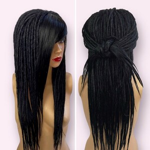 Cyber Gothic Dread Locs Wig Commission, Black Glueless Synthetic Dread Wig With Bangs, Dreadlocks Wig for Woman, Drag Halloween Costume Wig image 1