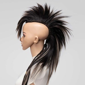 Feather Mohawk Wig, Spike Mohawk Warrior, Brown Mohican Blond, Cyber Headpiece Punk, Men Toupee Women, Extravagant Headpiece Goth.