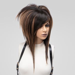 Brünett Braune Perücke mit Side Pony - Kleberlose mittellange Perücke für Haarausfall, natürlicher Look, modische Custom Cosplay Perücke