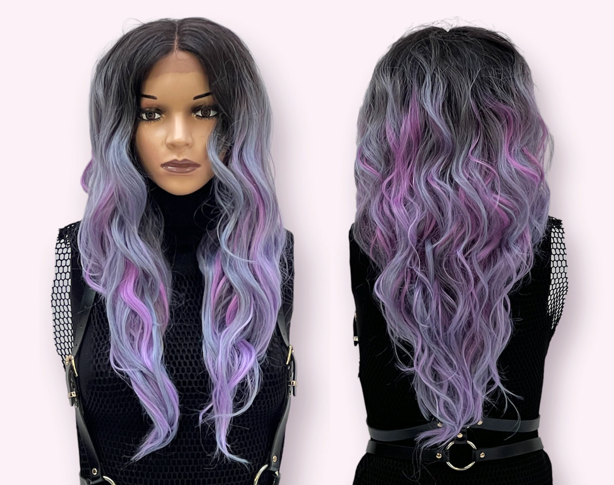Ombre Brown Silver to Lilac Wavy Wig Synthetic 18 Inches - Etsy Ombre Brown Silver to Lilac Wavy Wig Synthetic 18 Inches - Etsy