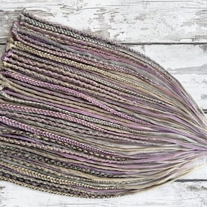 Pastel Blonde Faux Dreadlocks – Micro Synthetic Locs in Blonde, Gray & Lilac with Soft Texture and Loose Ends