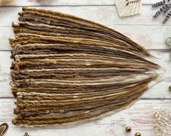 Extensions de dreadlocks blonds bruns - Dreads simples ou doubles, crochet doux avec extrémité libre