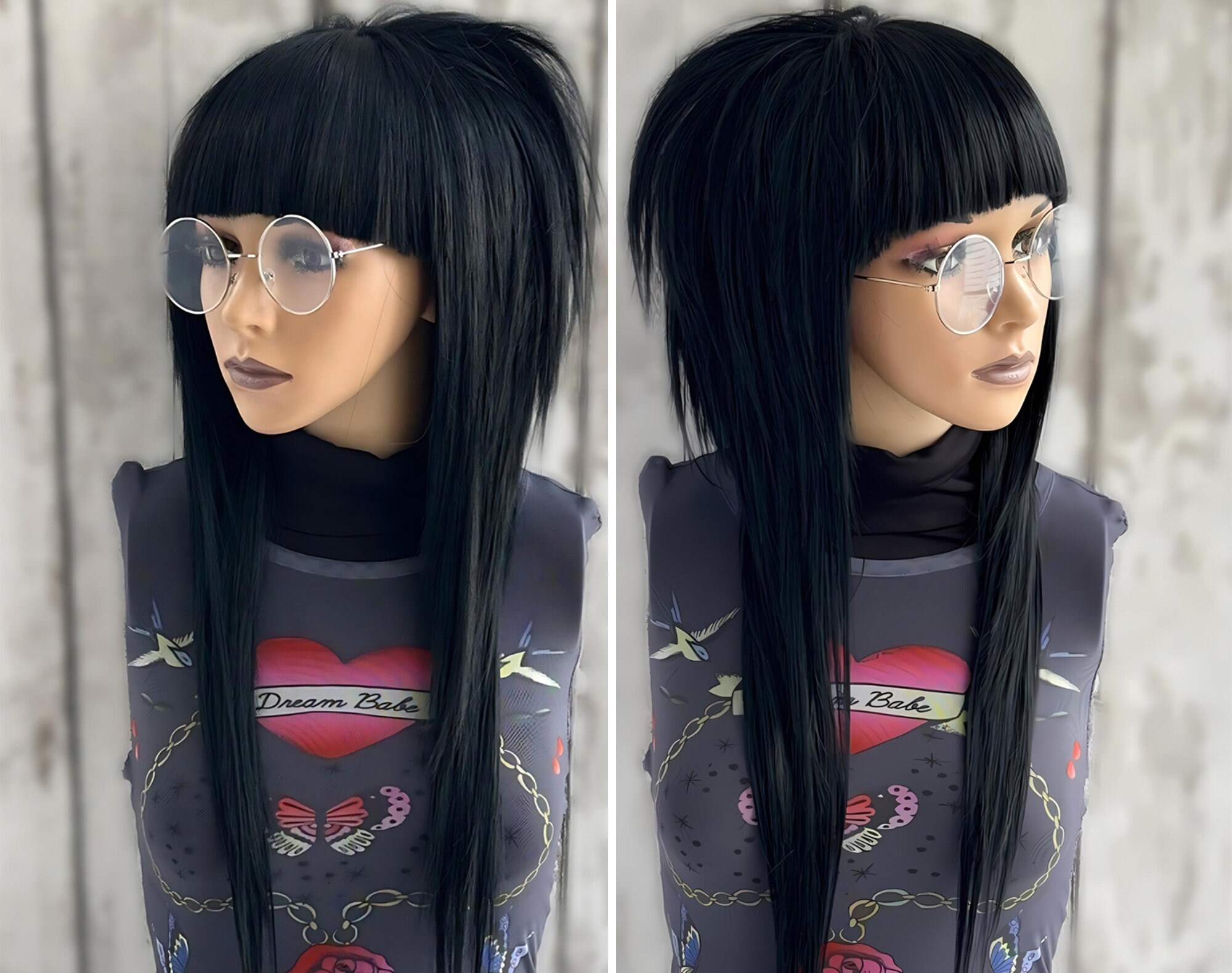 Black wig with bangs cosplay hotsell