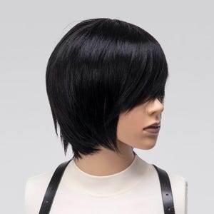 Black Wig Human Hair, Emo Wig Scene Kid, Bob Wig Short, Bang Wig Side Part, Goth Wig Alternative, Men Emo Wig Boy, Alt Wig Y2k.
