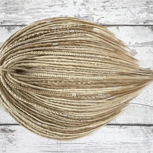 Blonde Synthetic Dread Extensions - Thin Twist Dreadlocks, Custom Faux Locs with Braids