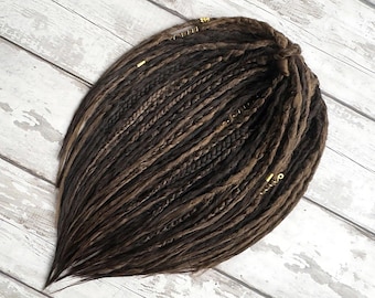 Braid Dread Festival Hair Extensions Light Dark Brown, Burning-Man Accent Fake Faux Loc Partial Full Set Single Double Ended SE DE Dreadlock