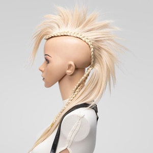Feather Mohawk Wig, Spike Mohawk Warrior, Goth Wig Punk, Halloween Headpiece Drag, Blond Mohawk Headpiece Mohican.