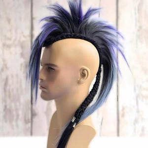Headpiece Mohawk Wig, Spike Mohawk Warriors, Goth Wig Punk, Mohican Clip Hair Topper Men Women, Extravagant Headpiece Drag.