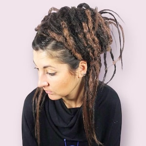 Brown Ombre Dread Falls - Ponytail Hairband Clip in Dreadlocks on Hair Tie, Boho Viking Hairstyle for Burning Man Festival.