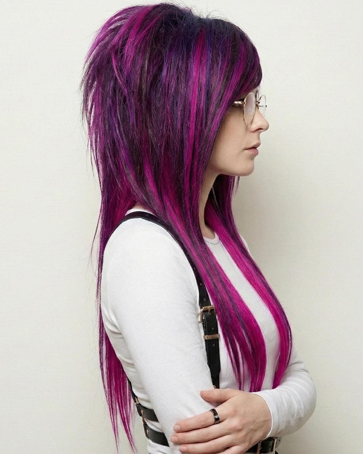 Purple layered shag wig 12\