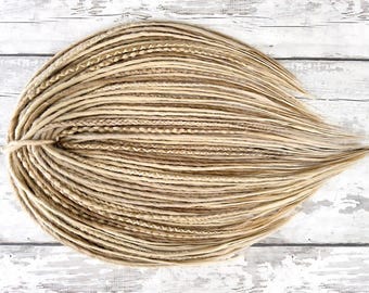Blond Dread Locs Extensions, Partial Dreadlock Full Set, Single End Dread Double, Ash Blonde Dread Platinum, Micro Dread Thin Locs