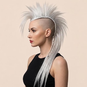 Postizo mohicano ciberpunk: tocado de clip con puntas para festivales de Burning Man y Cosplay