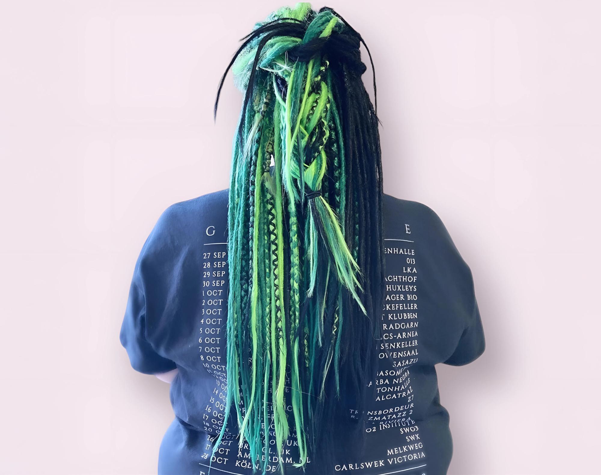 Blond Black & Green Dread Falls dreadlocks hair extensions cyber goth dreads Cyber Goth Falls - Etsy main image 4