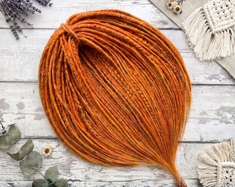 Ginger Dreadlock Extensions – Thin Faux Locs with Loose Ends, Single or Double End Dreads
