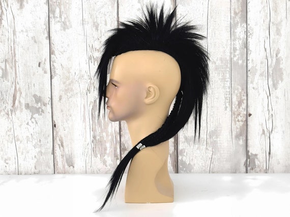 Mohican Blue White Wig Punk Mohawk Mohican Blue White Wig Punk Mohawk