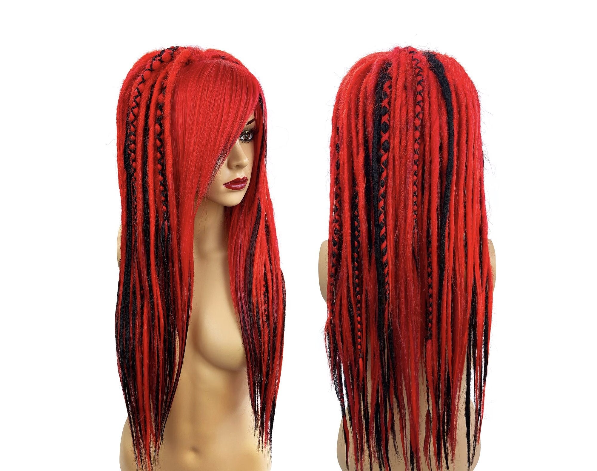 Red and Black Full Synthetic Dreads image