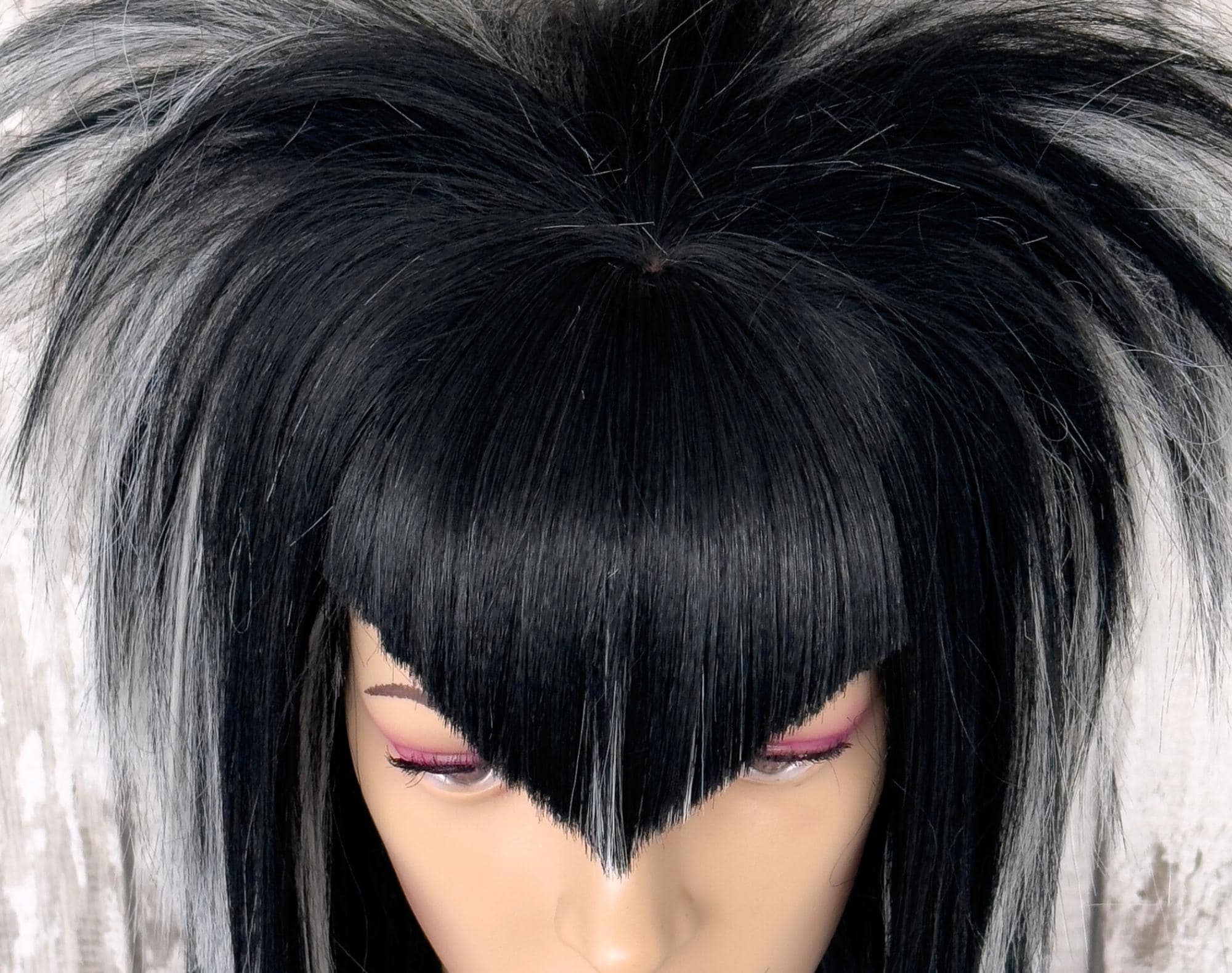 Scene Emo Wig Black Gray, Medium Length Layered Wig With V  display picture 3