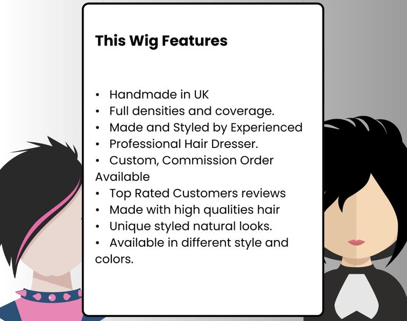 High-quality synthetic wig features. Handmade, custom-styled, professional-grade synthetic wig with heat resistance. Adjustable cap, soft texture, and easy maintenance. Perfect for cosplay, alternative fashion, and daily wear.