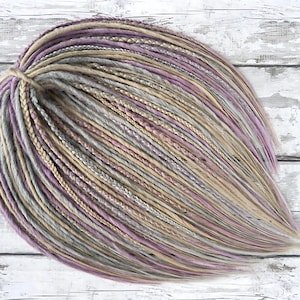 Pastel Dreadlocks Gray Purple Blonde – DE SE Synthetic Faux Locs and Braids for Festival, Burning Man, Boho Hair
