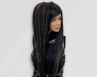 Braune Dread Perücke Boho, Brünett Rasta Perücke, Männer Dreadlock Perücke Frau, Micro Loks Perücke Soft, Schwester Locken Perücke Schmetterling.
