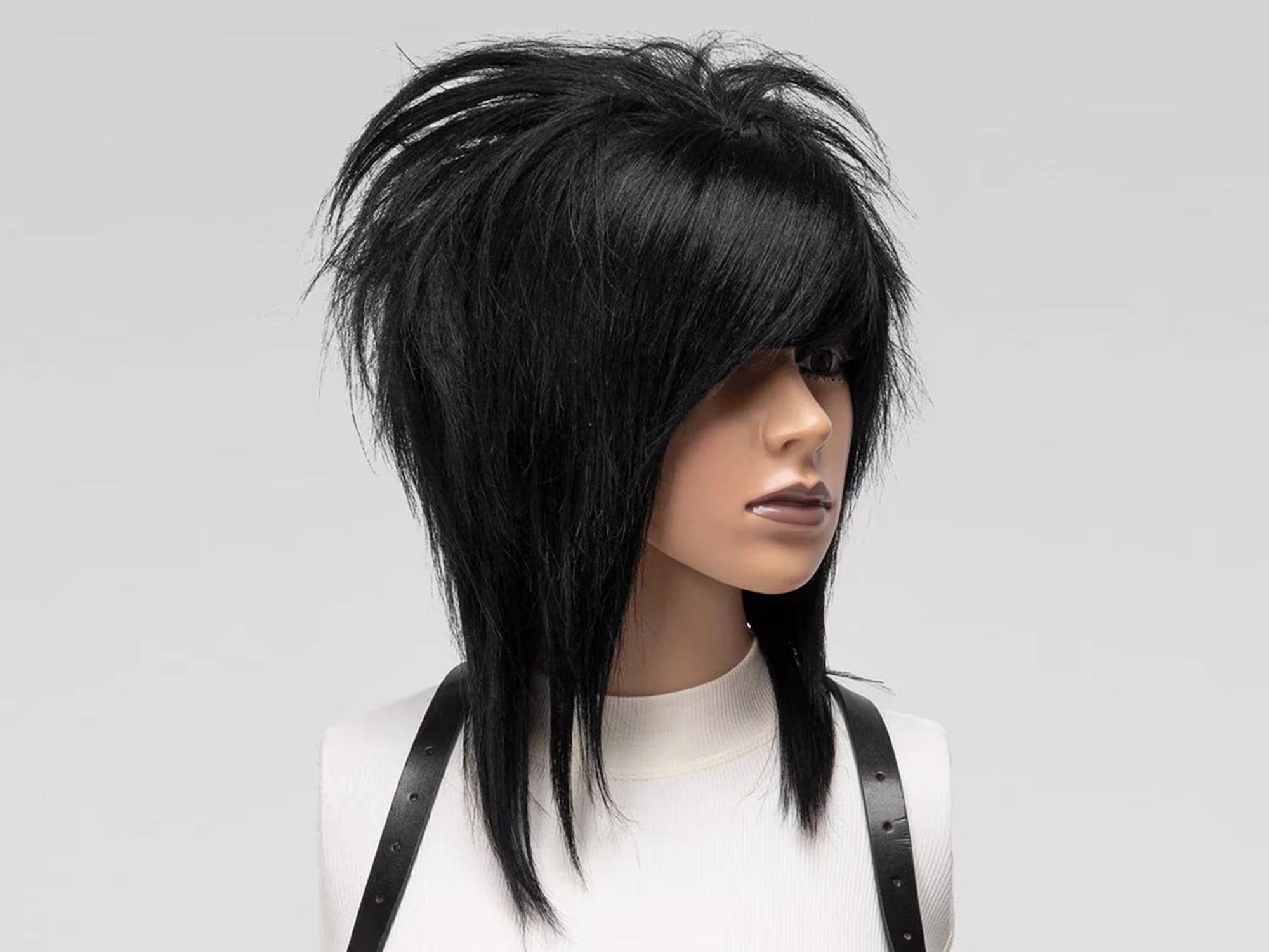人毛BLACK 日本髪ウィッグ Sサイズ（中サイズ） 人毛部分ウィッグ女性用ヘアピース 左分けストレートロング20
