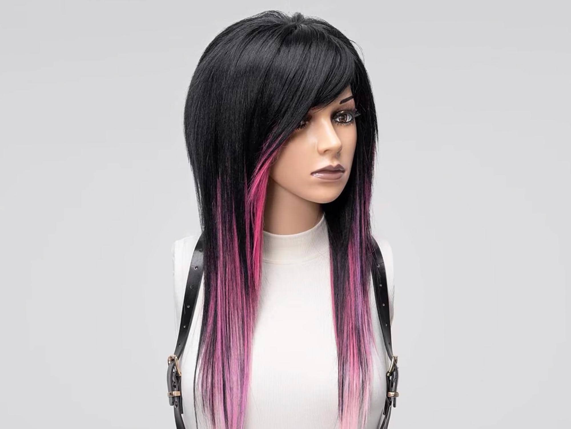 Black Wig Pink, Bang Wig Side Part, 360 Wig Beehive, Emo Wig