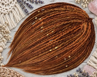 Ginger Dreadlocks Extensions, Viking Dreads Copper, Boho Locs Crochet, Full Set Dread Partial, DE Dreadlock SE. Auburn Dread locks.