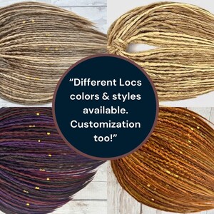 A variety of custom synthetic dreadlocks available in different colors and textures. High-quality faux locs in ombre, solid, and mixed shades with customization options. Perfect for adding volume, length, or color to existing hair for a unique boho or alternative style.