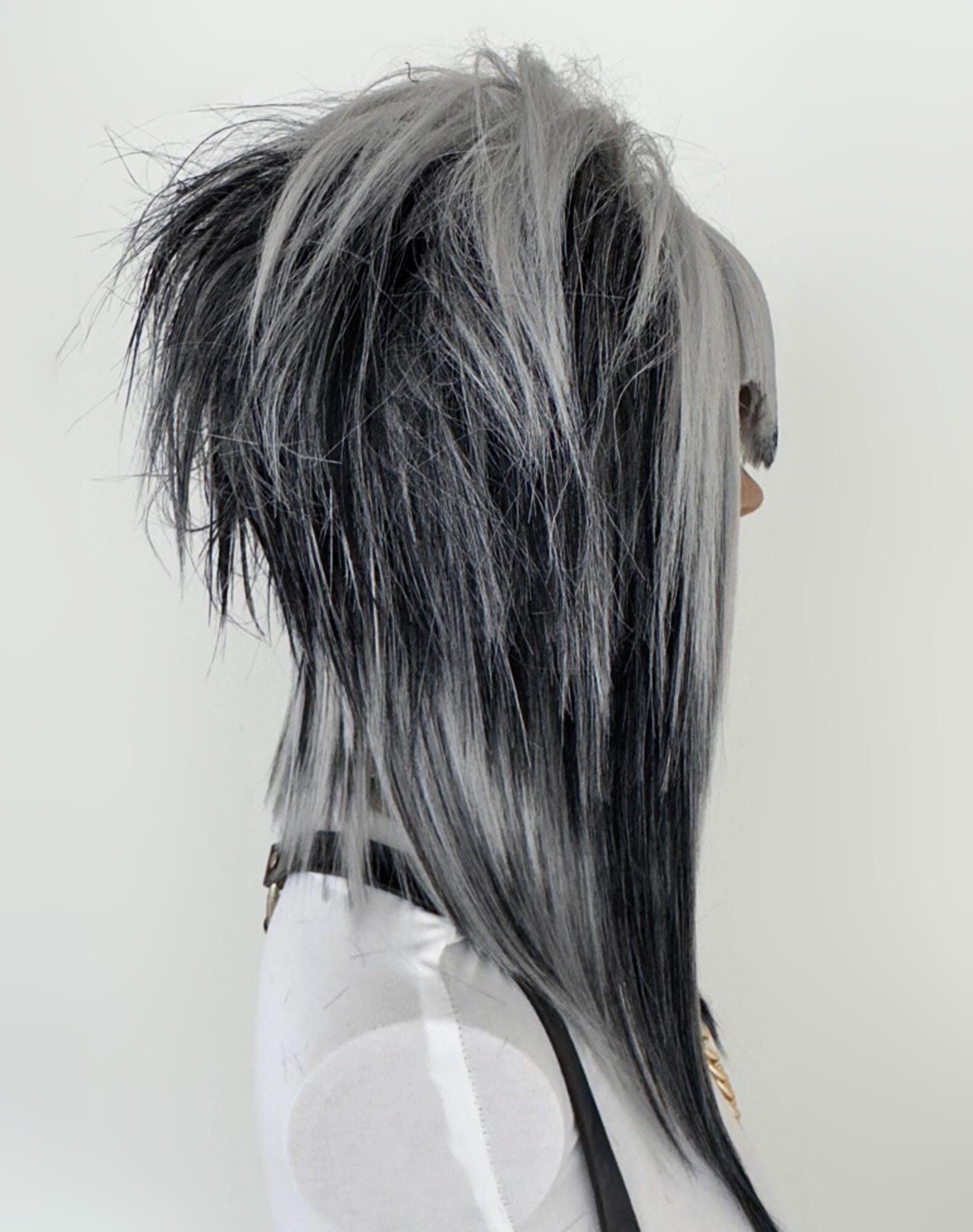 Black & gray  EMO Wig gothic, wig  human hair mix scene wig emo wig black products for sale | eBay main image 2