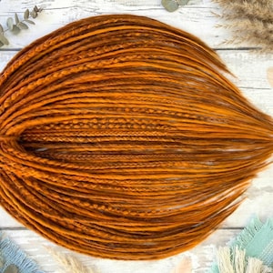 Extensiones de rastas pelirrojas: rastas sintéticas finas con puntas sueltas, rastas de una o dos puntas
