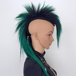 Mohawk Headpiece Wig – Clip-In or Glue-On Mohican, Festival Hair for Burning Man, Cyber Punk Cosplay, Alternative Style