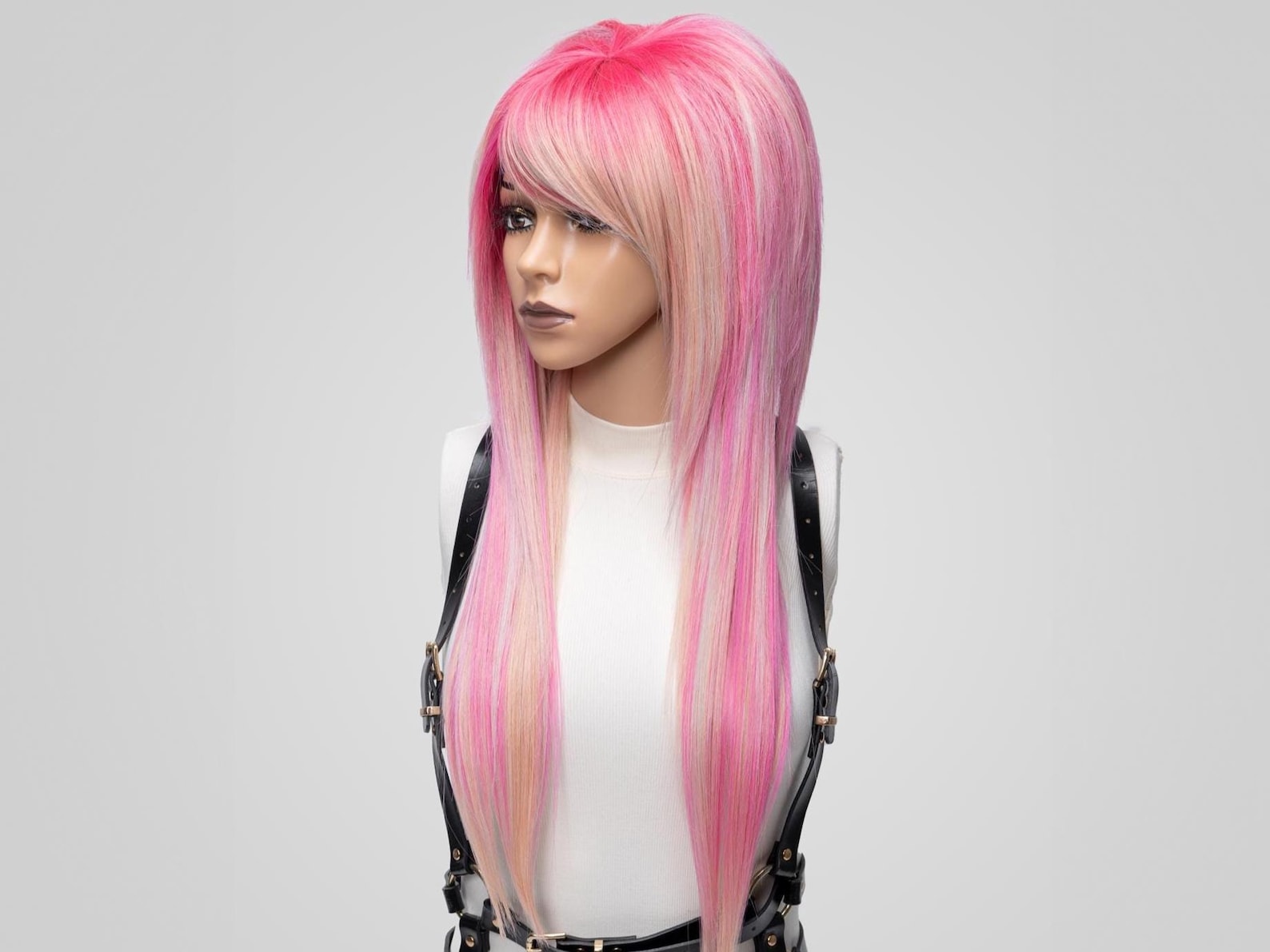 Emo Wig Scene, Hot Pink Wig Pastel, Alternative Wig Goth, Bang Wig Side Part. Shaggy Wig Layered, Kawaii Wig Japanese,