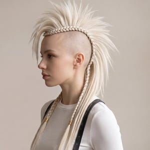 Feather Mohawk Wig, Spike Mohawk Warrior, Goth Wig Punk, Halloween Headpiece Drag, Blond Mohawk Headpiece Mohican.