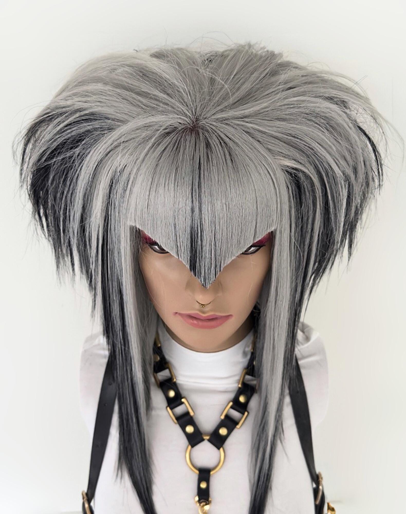 Black & gray  EMO Wig gothic, wig  human hair mix scene wig emo wig black products for sale | eBay main image 3