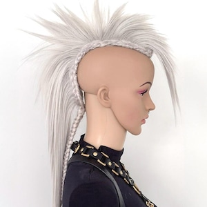 Punk Mohawk Hairpiece – Clip-In or Glue-On Hairpiece for Halloween, Cyber Goth, Cosplay, or Warrior Hairstyle.