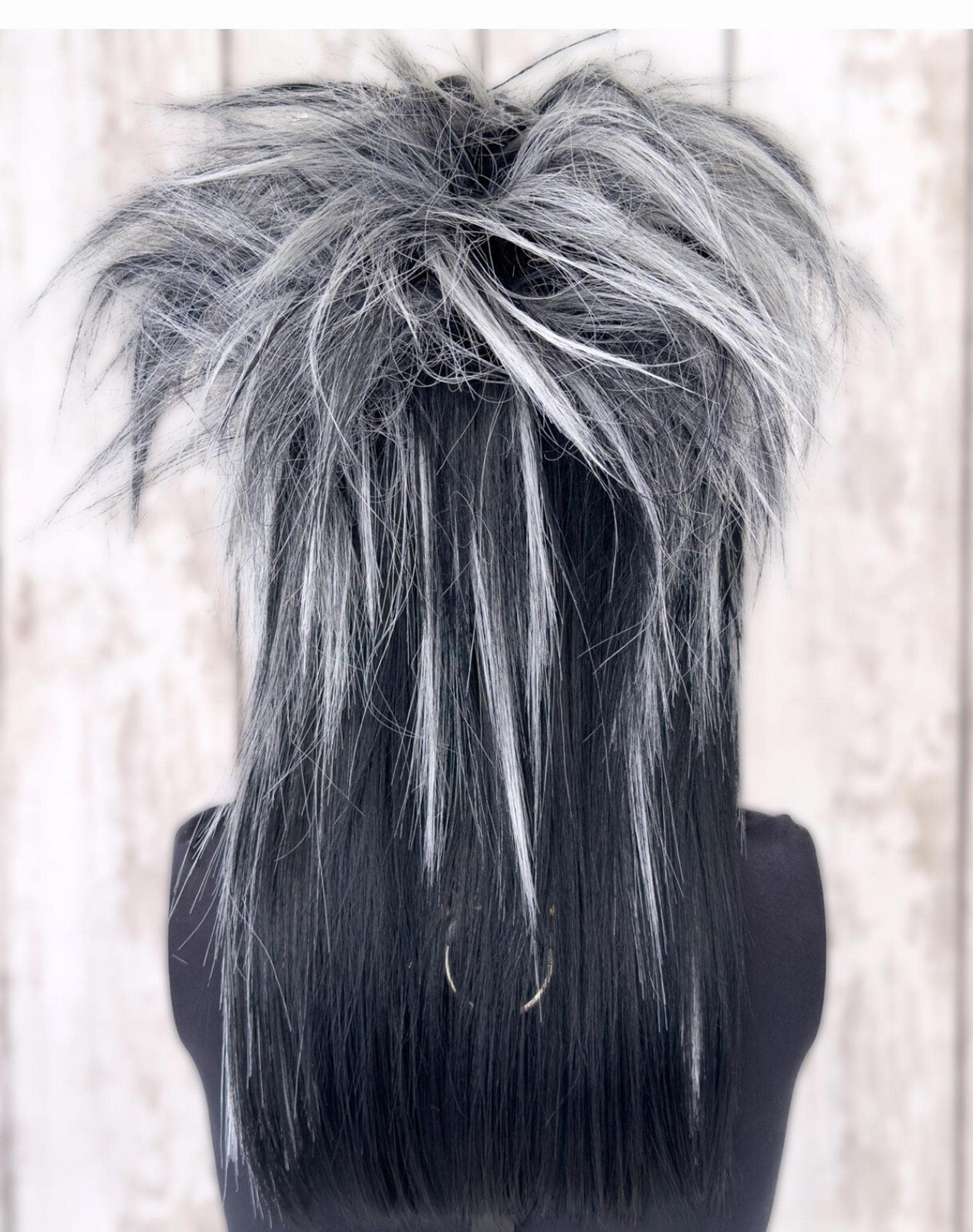 Black & gray  EMO Wig gothic, wig  human hair mix scene wig emo wig black products for sale | eBay main image 4