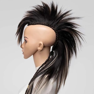 Mohawk Hairpiece – Clip-In or Glue-On Hairpiece for Halloween, Punk, Goth, Cosplay, Viking, or Warrior Hairstyle.