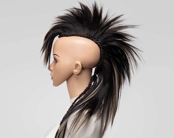 Mohawk Hairpiece – Clip-In or Glue-On Hairpiece for Halloween, Punk, Goth, Cosplay, Viking, or Warrior Hairstyle.