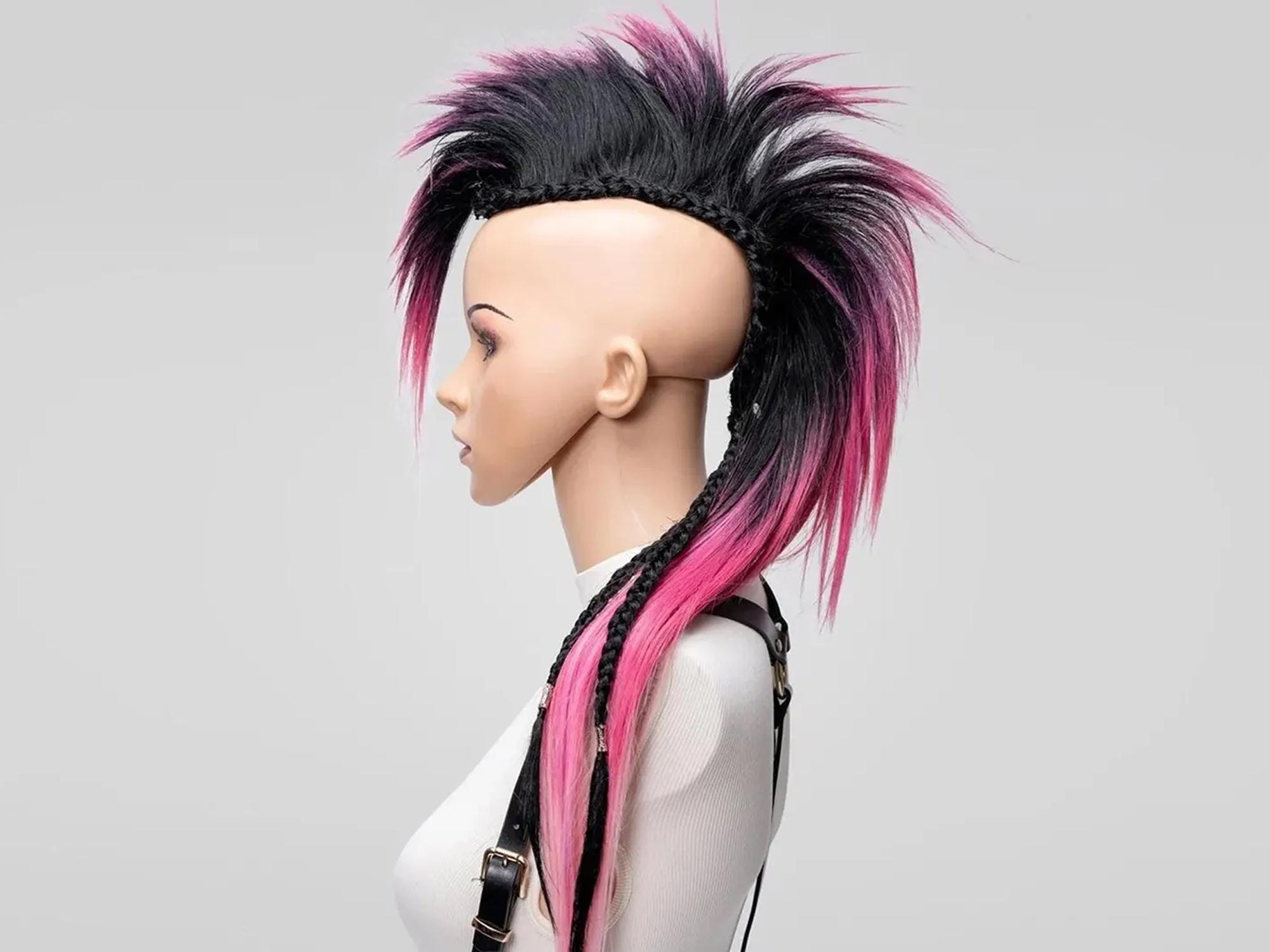 Pink & Black Mohican Ladies Wig Punk Mowhawk Pink & Black Mohican Ladies Wig Punk Mowhawk