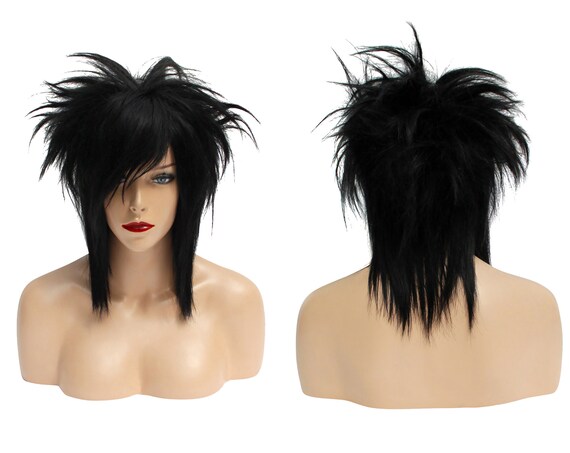 Human Hair Long Black EMO Wig Unisex One Size. - Etsy Human Hair Long Black EMO Wig Unisex One Size. - Etsy
